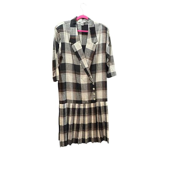 Vintage Jones New York Women's Cotton Blend Plaid Blazer Dress Size Medium - Picture 2 of 7